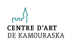 Drawing of a castle with the words Centre d'art de Kamouraska underneath.